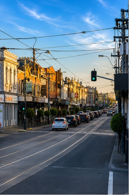 Shot of Melbourne street and buildings